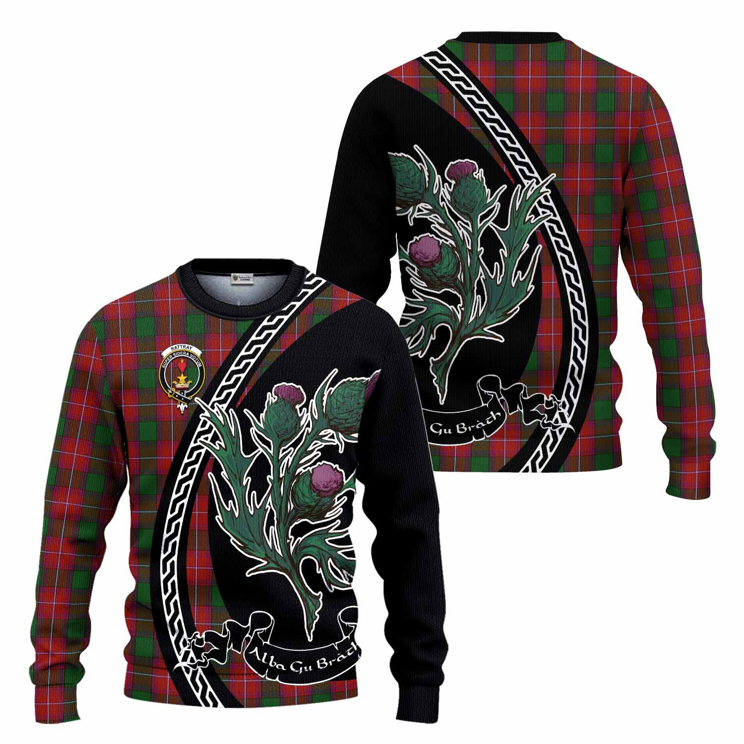 Rattray Family Crest Tartan Knitted Sweater Alba Thistle Inspired - Tartan Vibes Clothing