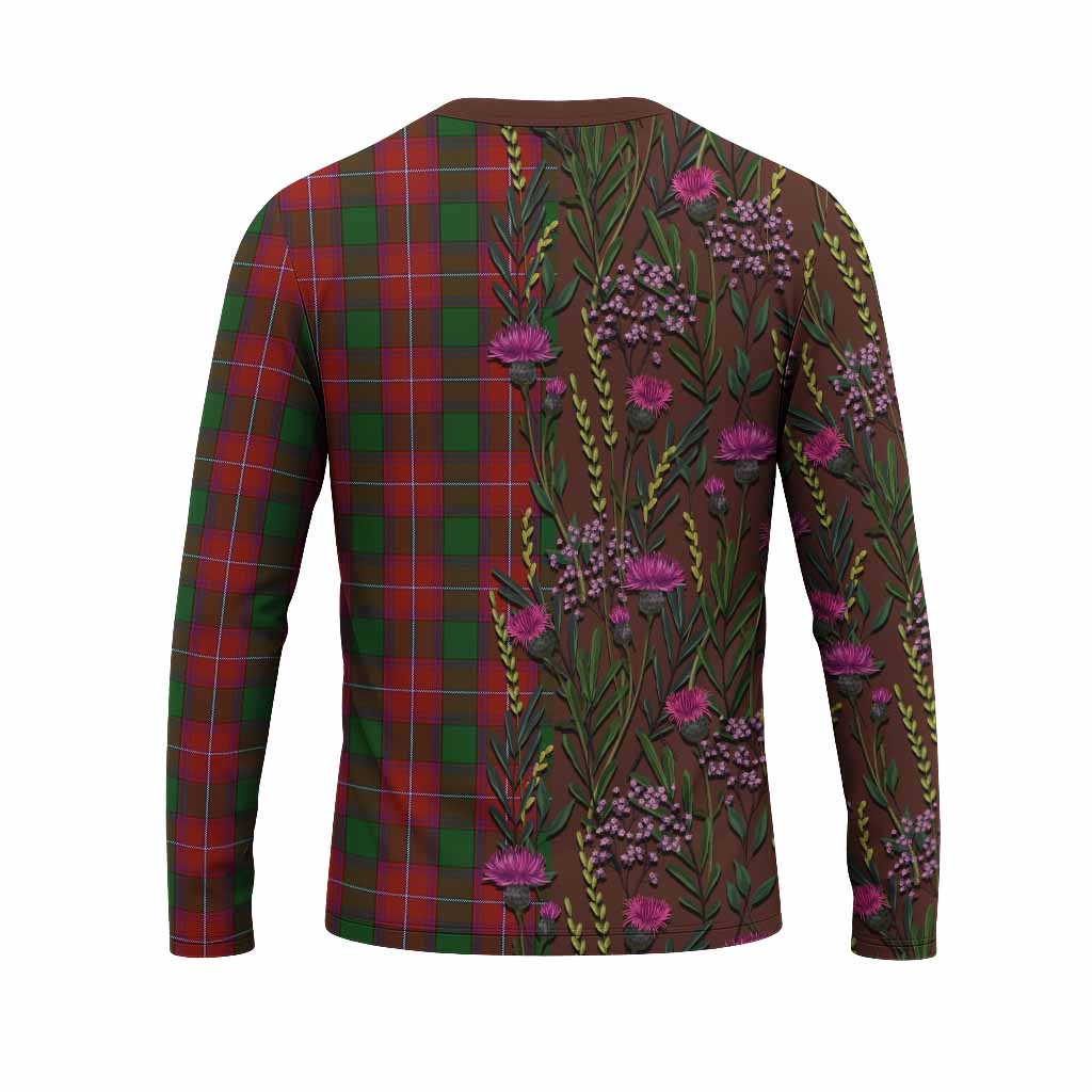 Rattray Family Crest Tartan Long Sleeve T-Shirt Scottish Thistle Flower Pattern Half Style - Tartan Vibes Clothing
