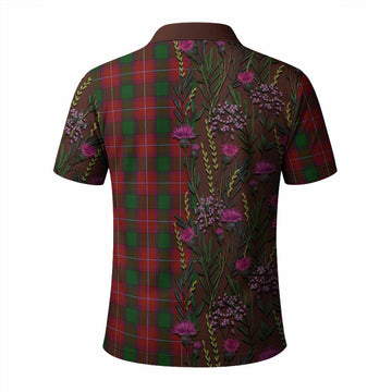 Rattray Family Crest Tartan Polo Shirt Scottish Thistle Flower Pattern Half Style