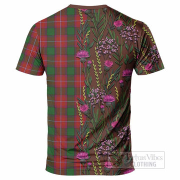 Rattray Family Crest Tartan T-Shirt Scottish Thistle Flower Pattern Half Style - Tartan Vibes Clothing