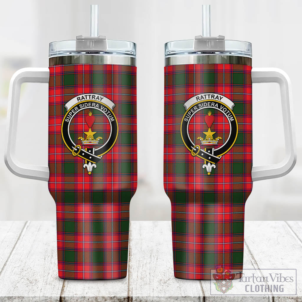 Tartan Vibes Clothing Rattray Modern Tartan and Family Crest Tumbler with Handle