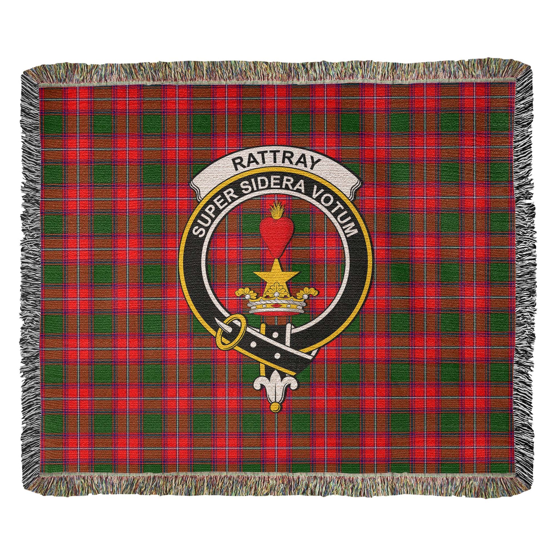 Tartan Vibes Clothing Rattray Modern Tartan Woven Blanket with Family Crest