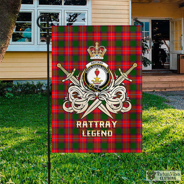 Rattray Modern Tartan Flag with Clan Crest and the Golden Sword of Courageous Legacy