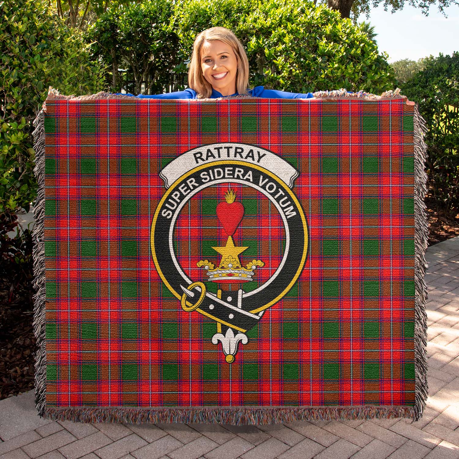 Tartan Vibes Clothing Rattray Modern Tartan Woven Blanket with Family Crest
