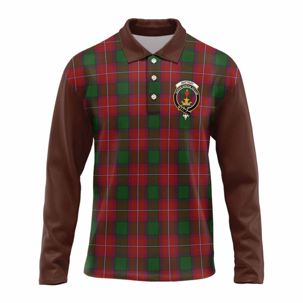 Rattray Tartan Accent Long Sleeve Polo Shirt with Family Crest