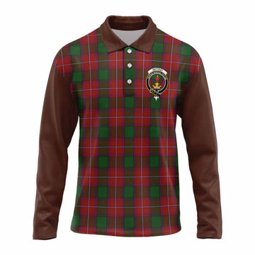 Rattray Tartan Accent Long Sleeve Polo Shirt with Family Crest