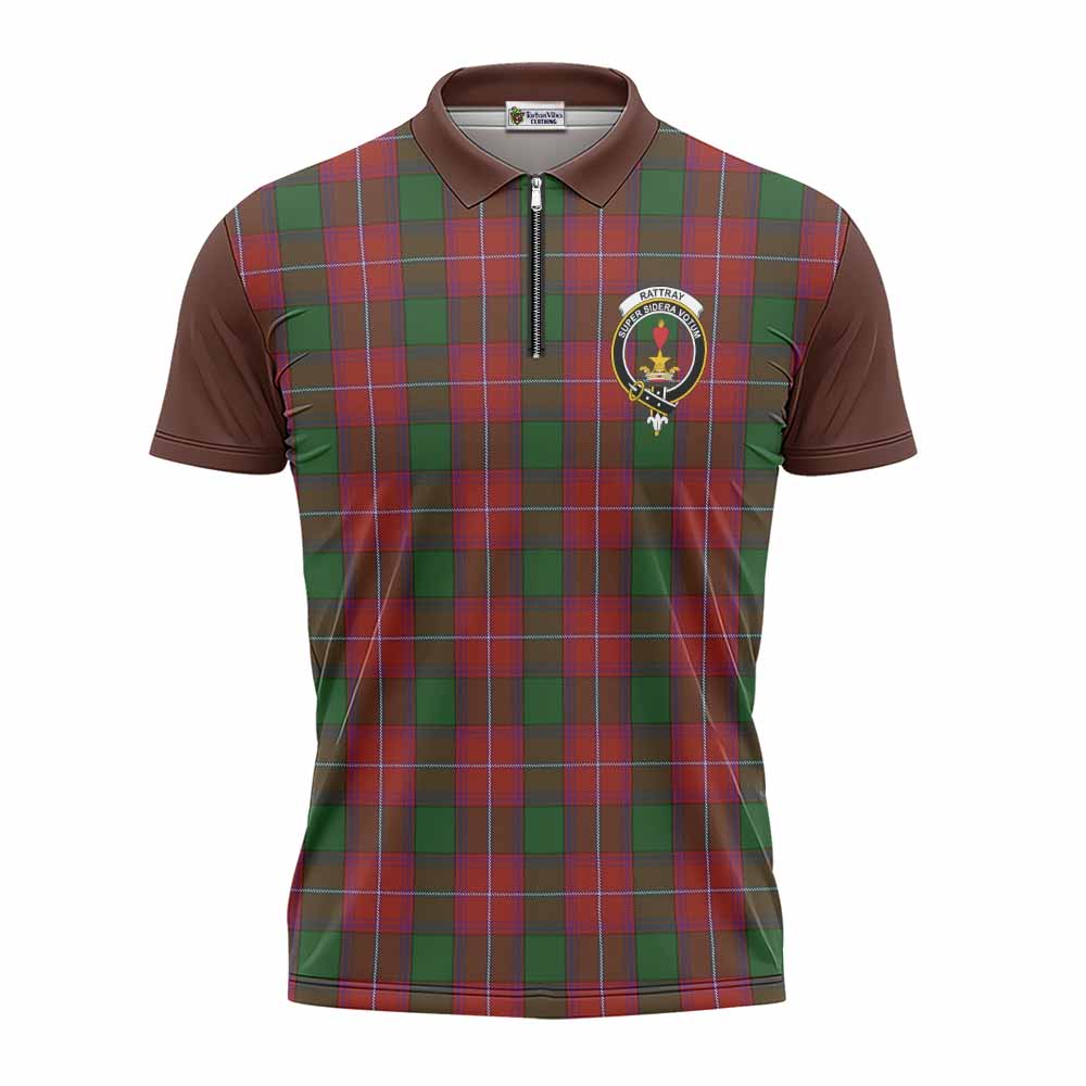 Rattray Tartan Accent Zipper Polo Shirt with Family Crest