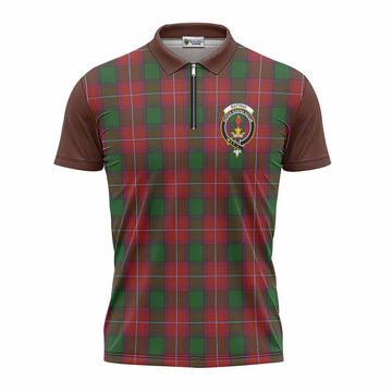 Rattray Tartan Accent Zipper Polo Shirt with Family Crest