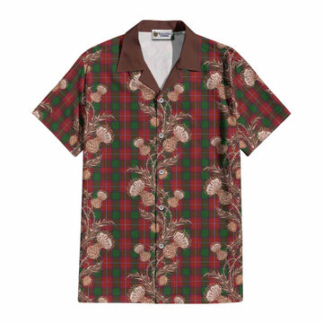Rattray Tartan Cotton Hawaiian Shirt Seamless Scottish Thistle Flowers