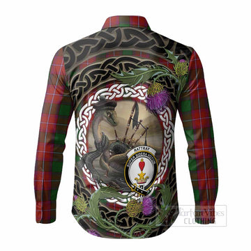 Rattray Tartan Crest Bagpipe Nessie Long Sleeve Button Shirts Scottish Loch Ness Monster Celtic Thistle