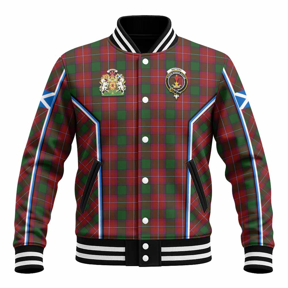 Rattray Tartan Crest Baseball Jacket Scotland Coat of Arm Flag Style - Tartan Vibes Clothing