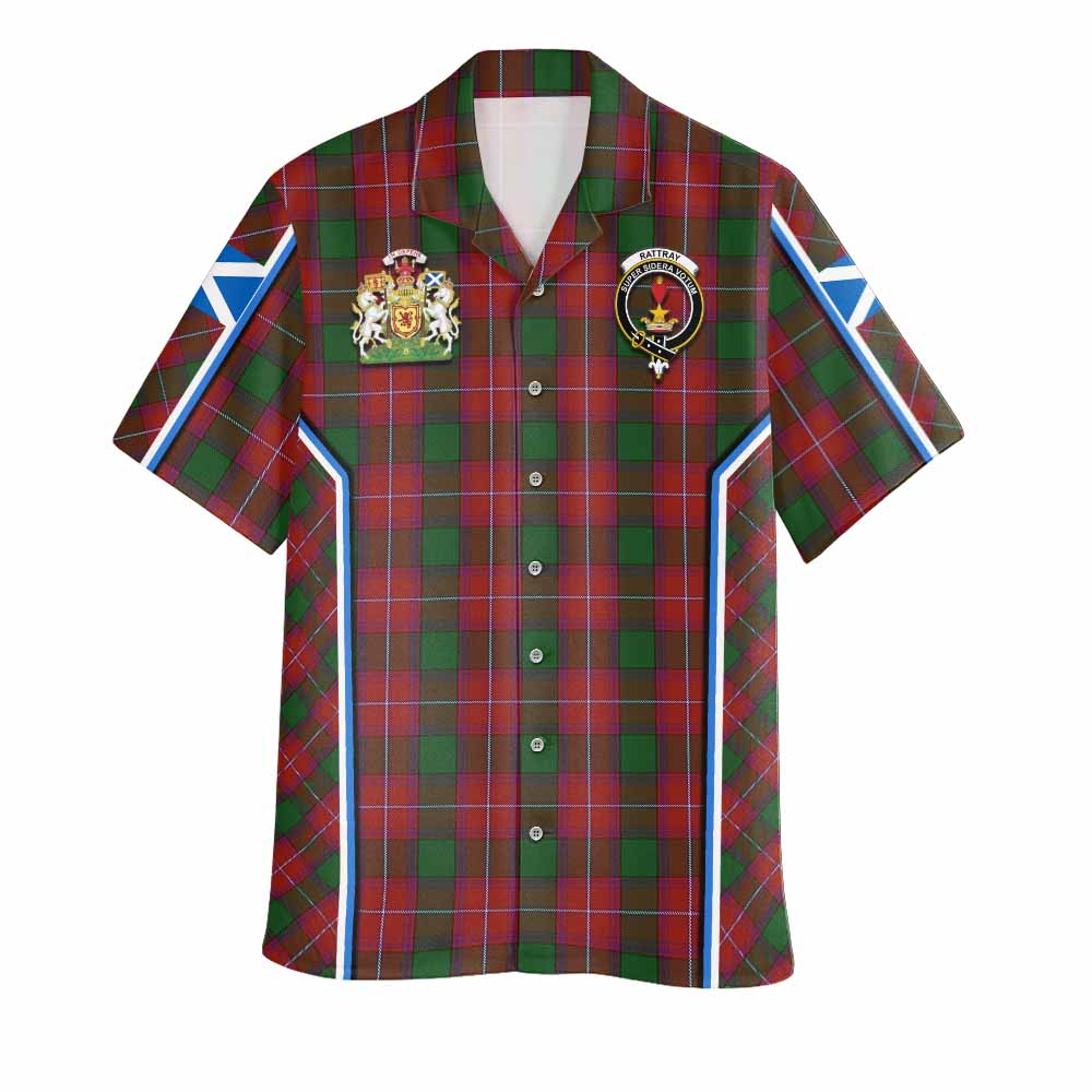 Rattray Tartan Crest Hawaiian Shirt Scotland Coat of Arm Flag Style - Tartan Vibes Clothing