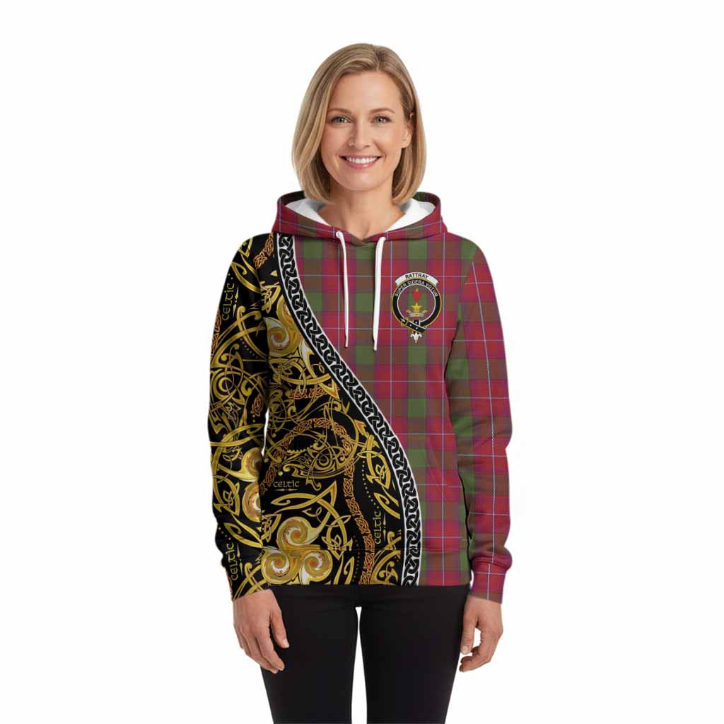 Rattray Tartan Crest Hoodie Celtic Knot and Triple Trickle Spiral Symbols