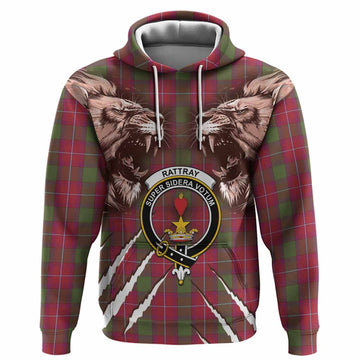Rattray Tartan Crest Hoodie Ferocious Lion Style