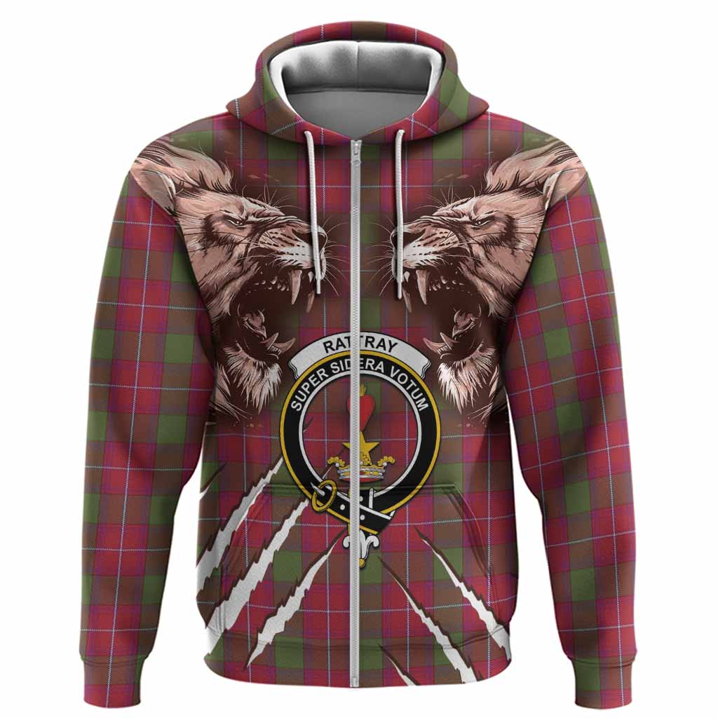 Rattray Tartan Crest Hoodie Ferocious Lion Style
