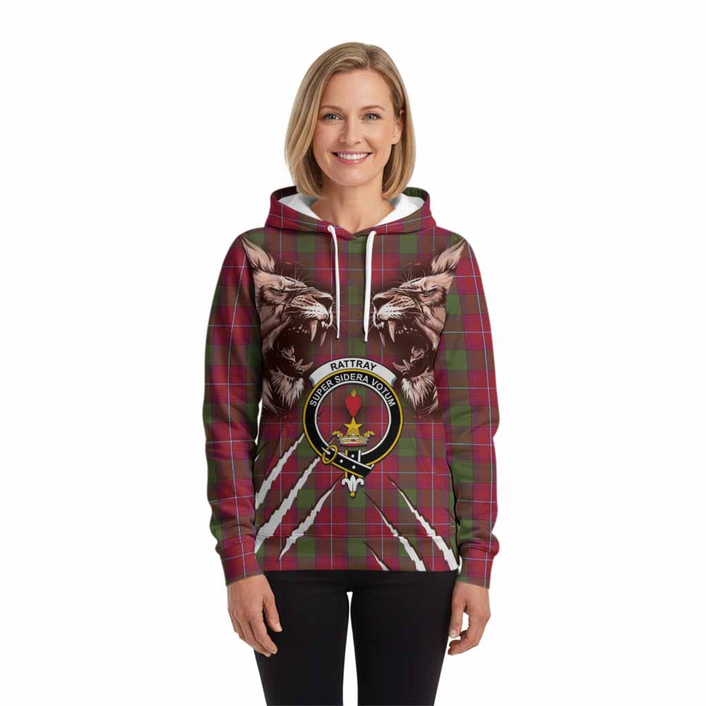 Rattray Tartan Crest Hoodie Ferocious Lion Style
