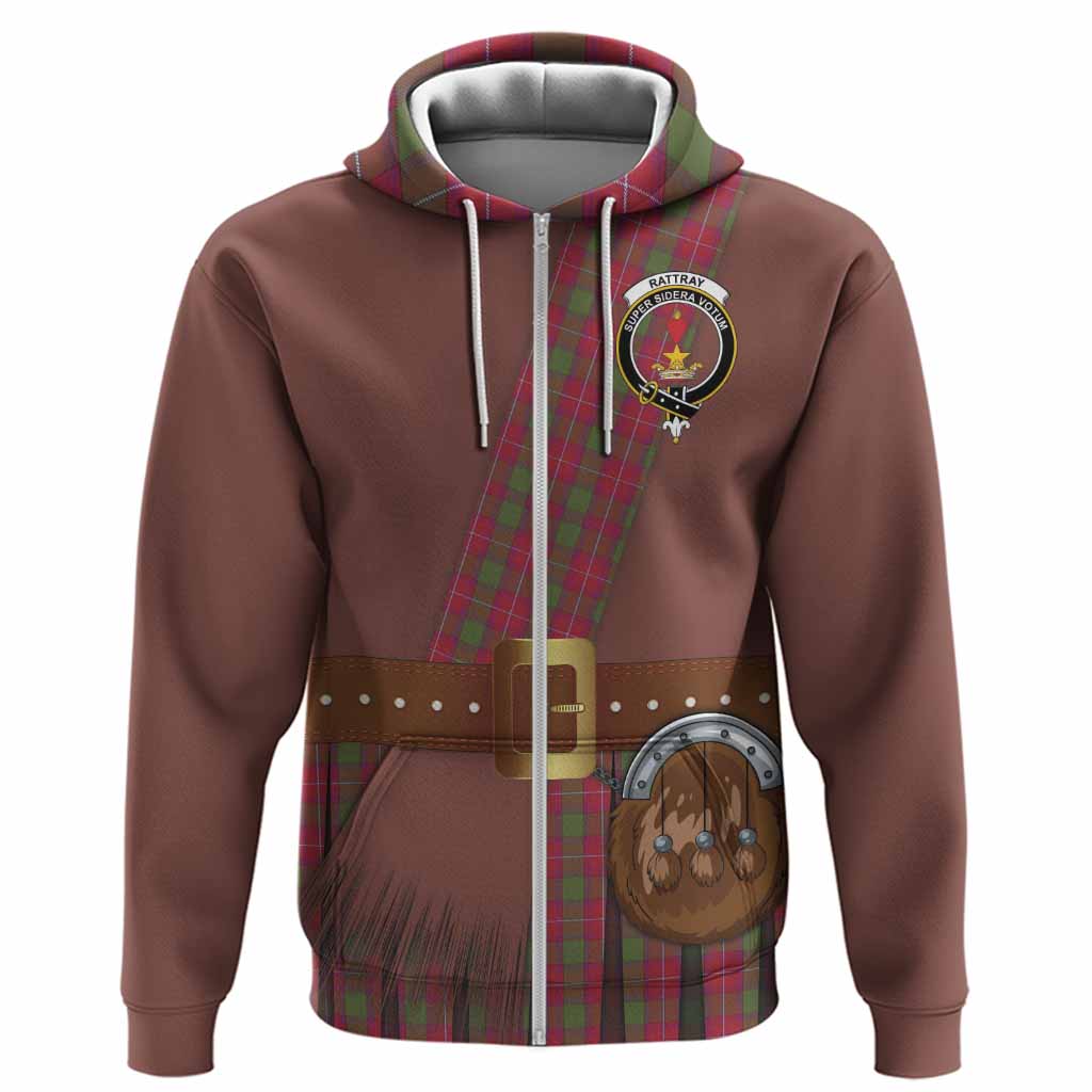 Rattray Tartan Crest Hoodie Kilt Costume Style