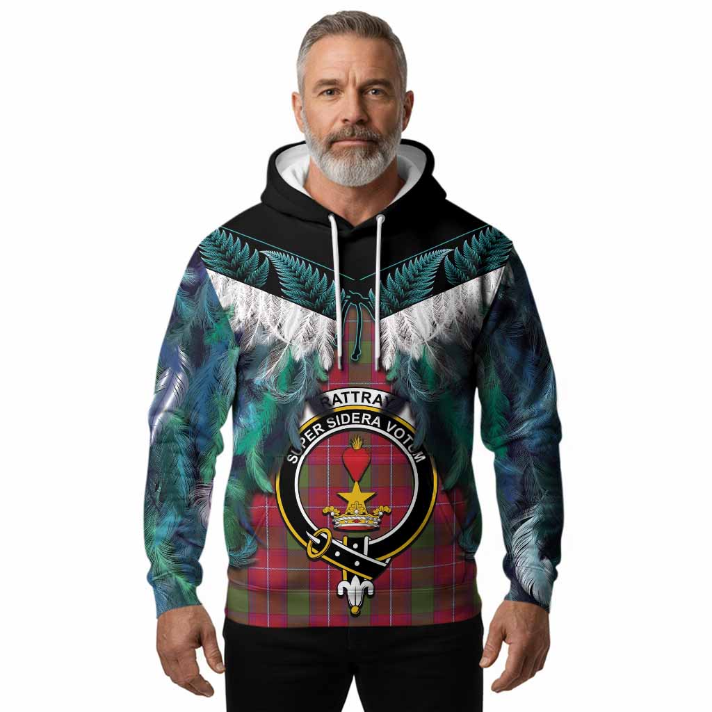 Rattray Tartan Crest Hoodie New Zealand Maori Korowai Cloak