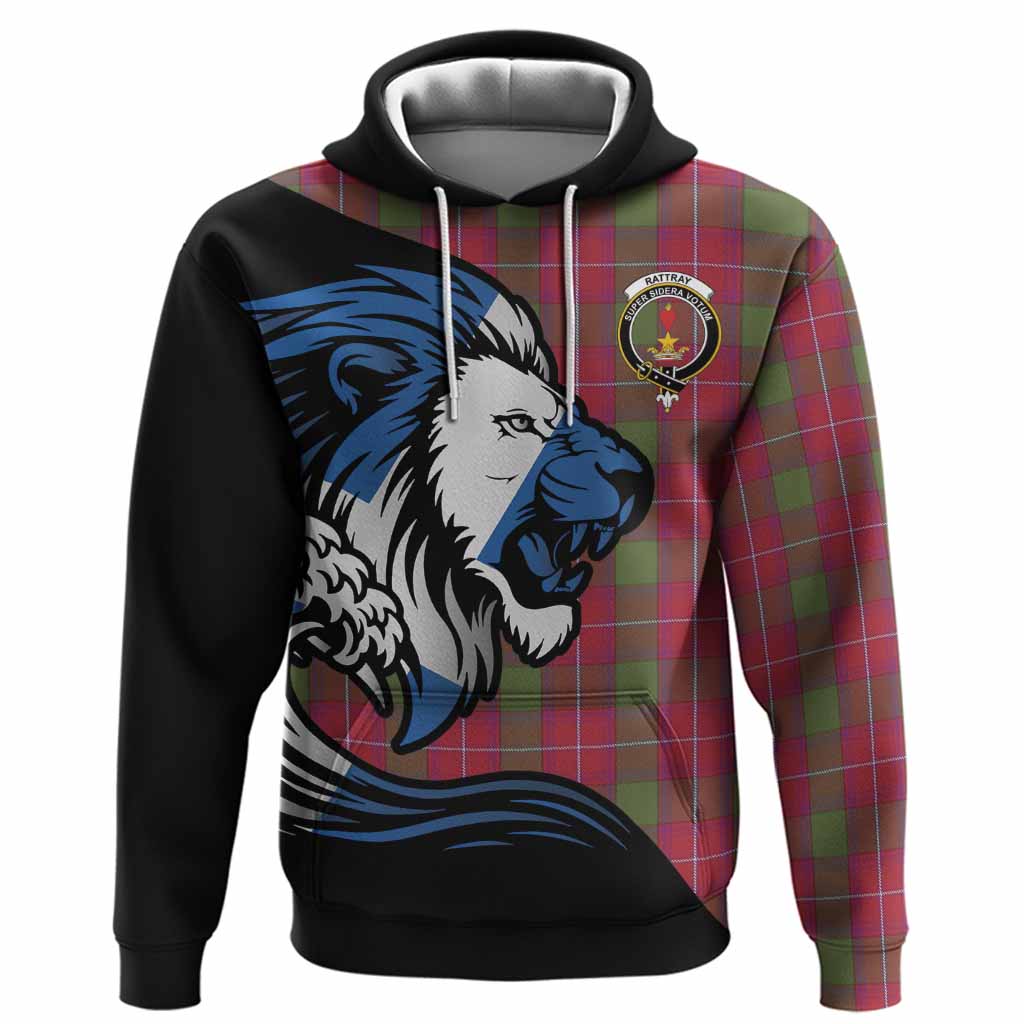 Rattray Tartan Crest Hoodie Scottish Golden Lions Wave Flow