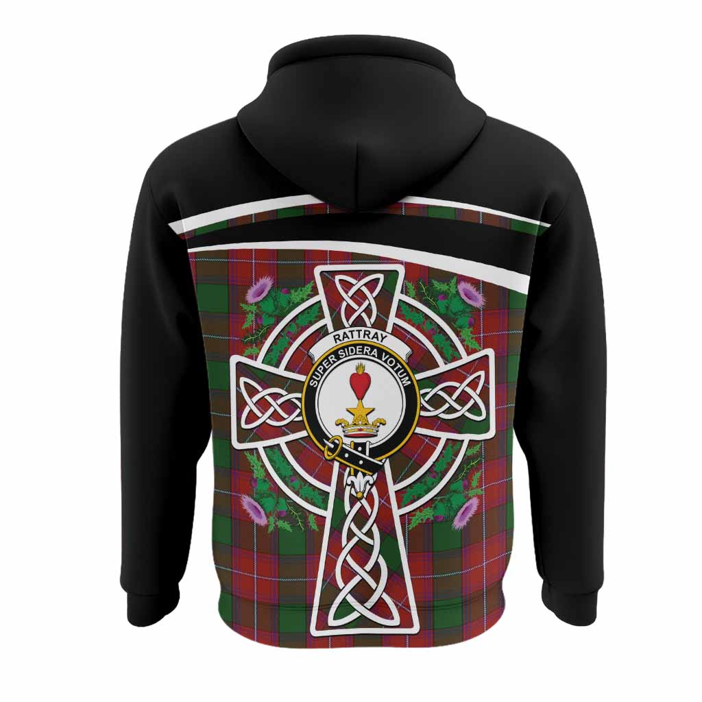 Rattray Tartan Crest Hoodie Scottish Thistle Celtic Cross Alba Gu Brath