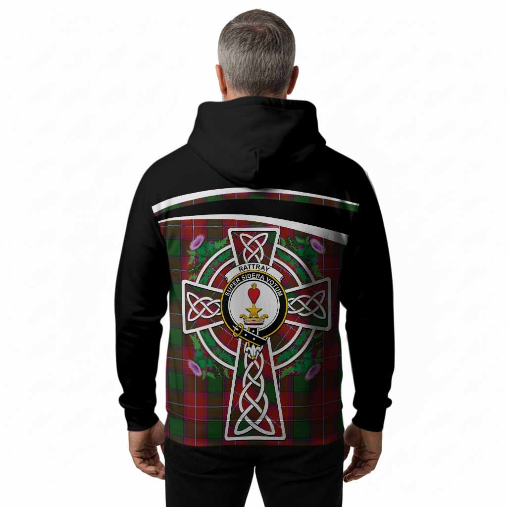 Rattray Tartan Crest Hoodie Scottish Thistle Celtic Cross Alba Gu Brath