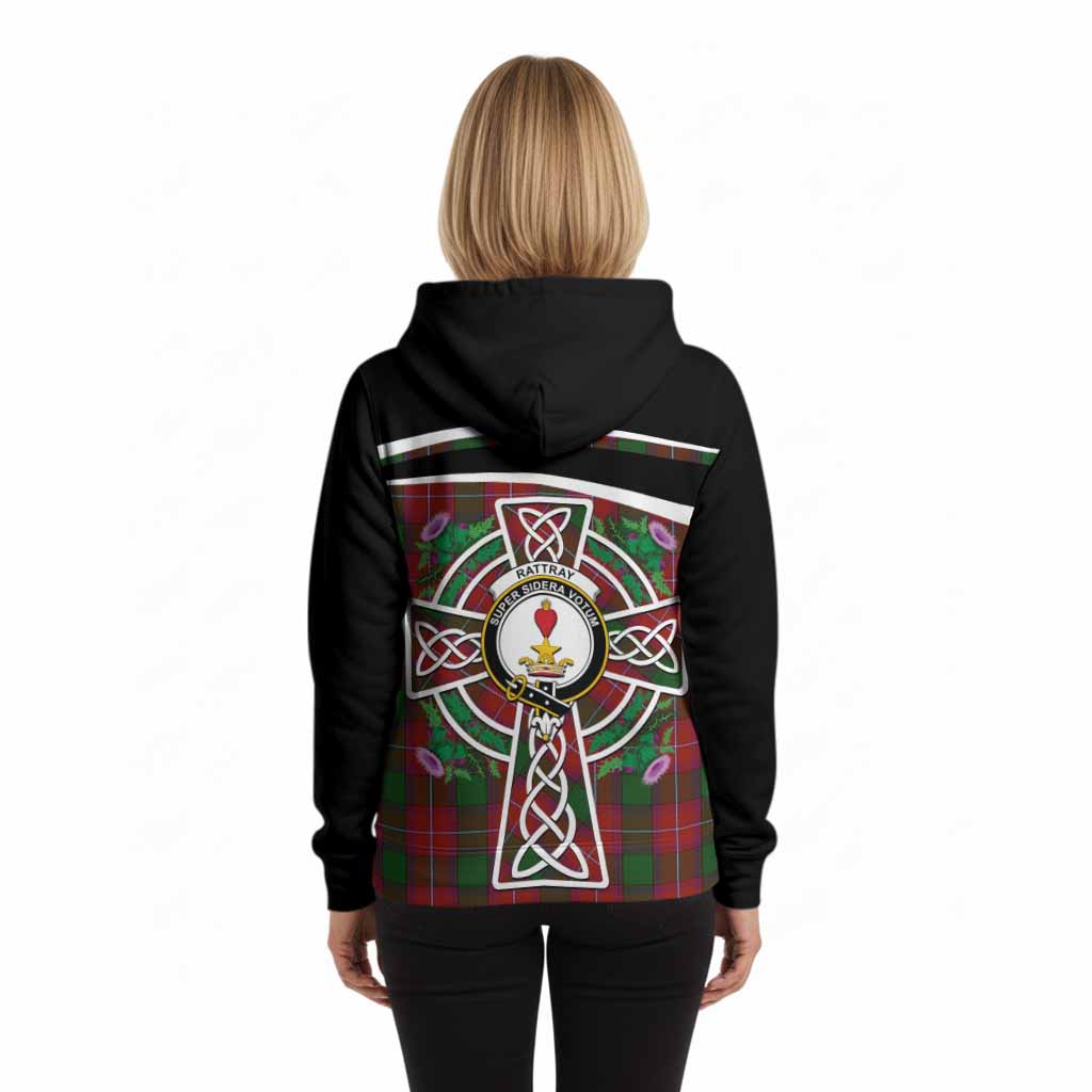 Rattray Tartan Crest Hoodie Scottish Thistle Celtic Cross Alba Gu Brath