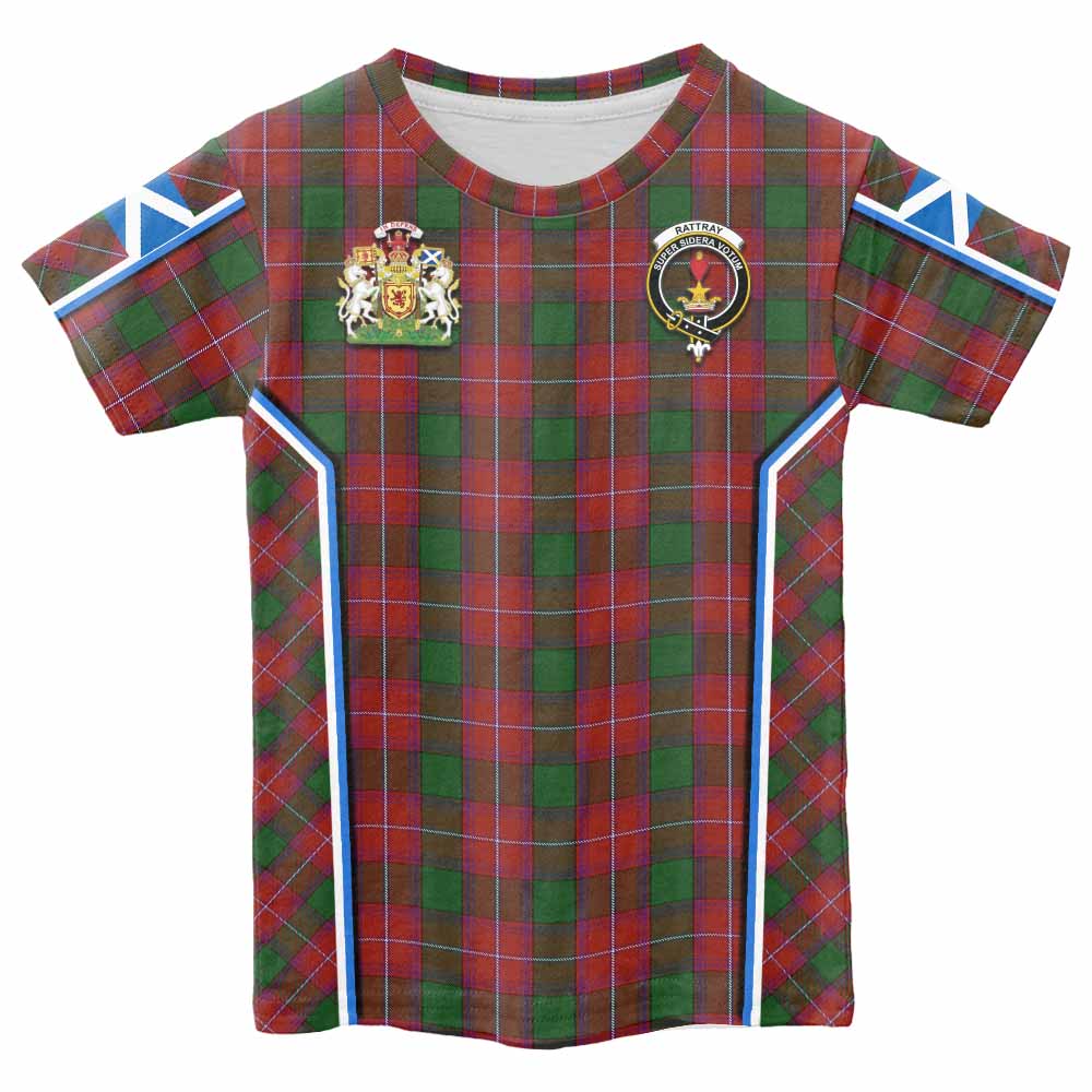 Rattray Tartan Crest Kid T-shirt Scotland Coat of Arm Flag Style - Tartan Vibes Clothing