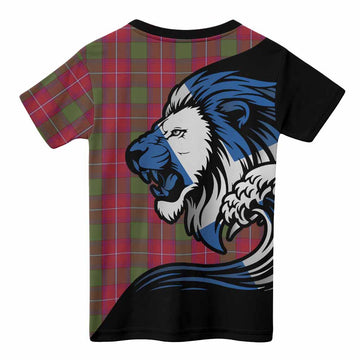Rattray Tartan Crest Kid T-shirt Scottish Golden Lions Wave Flow