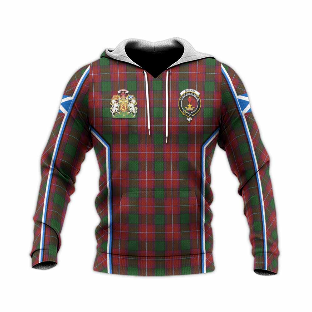 Rattray Tartan Crest Knitted Hoodie Scotland Coat of Arm Flag Style - Tartan Vibes Clothing