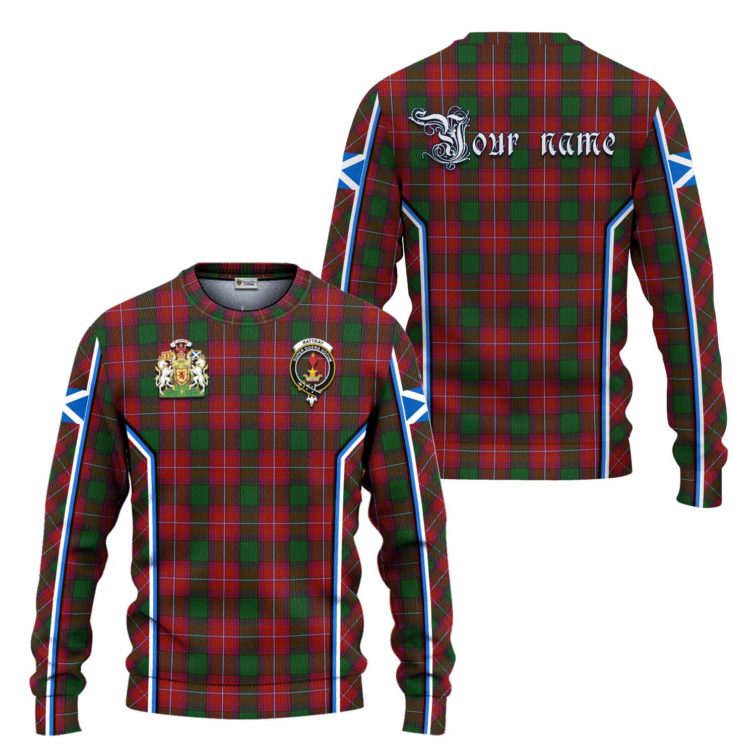 Rattray Tartan Crest Knitted Sweater Scotland Coat of Arm Flag Style - Tartan Vibes Clothing