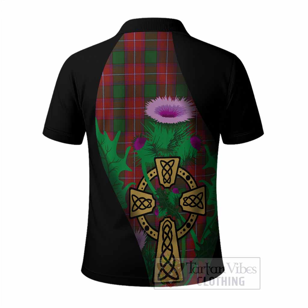Rattray Tartan Crest Polo Shirt Celtic Cross Thistle Flowers