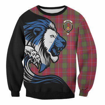 Rattray Tartan Crest Sweatshirt Scottish Golden Lions Wave Flow