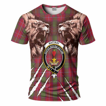 Rattray Tartan Crest T-Shirt Ferocious Lion Style