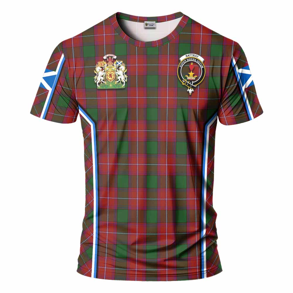Rattray Tartan Crest T-shirt Scotland Coat of Arm Flag Style - Tartan Vibes Clothing