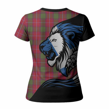 Rattray Tartan Crest Women T shirt Scottish Golden Lions Wave Flow