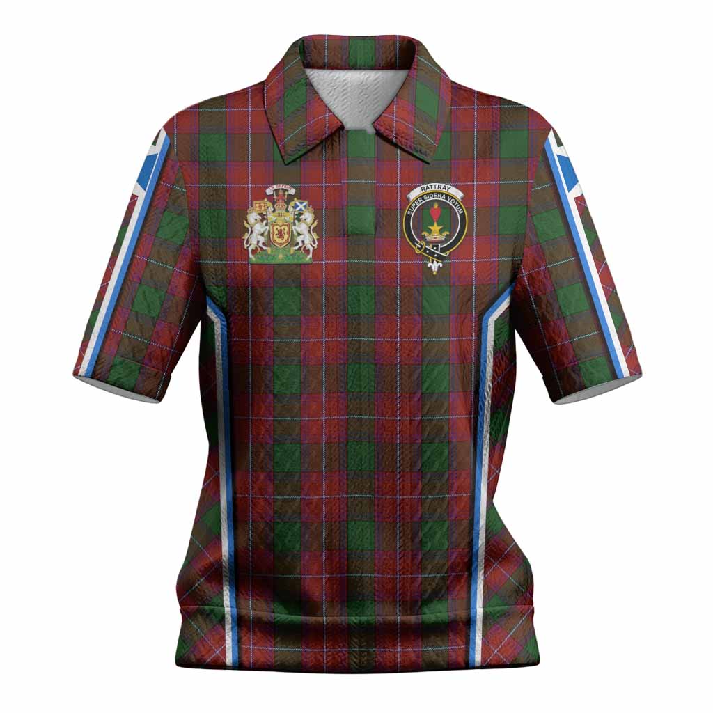 Rattray Tartan Crest Women’s Polo Sweater Top Scotland Coat of Arm Flag Style