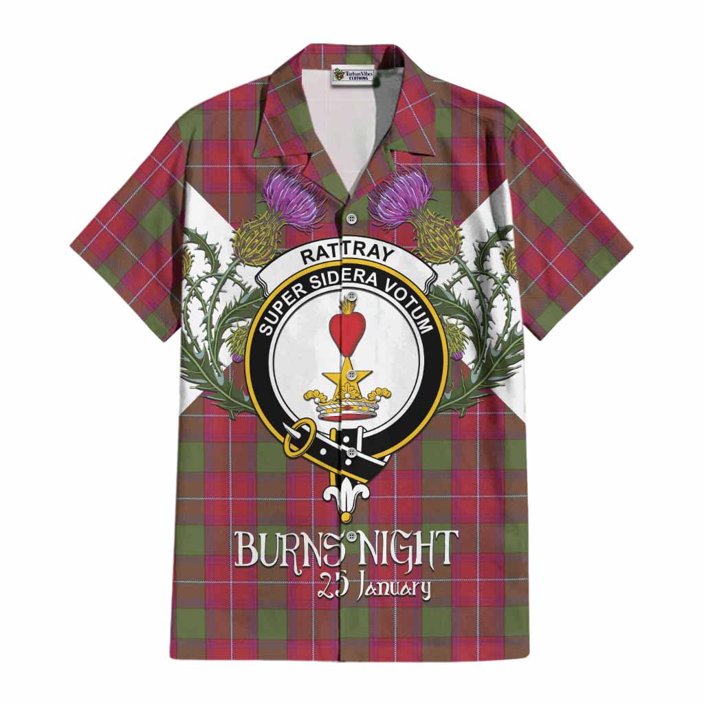 Rattray Tartan Family Crest Cotton Hawaiian Shirt Scottish Burns Night Thistle Floral