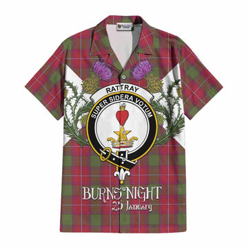 Rattray Tartan Family Crest Cotton Hawaiian Shirt Scottish Burns Night Thistle Floral