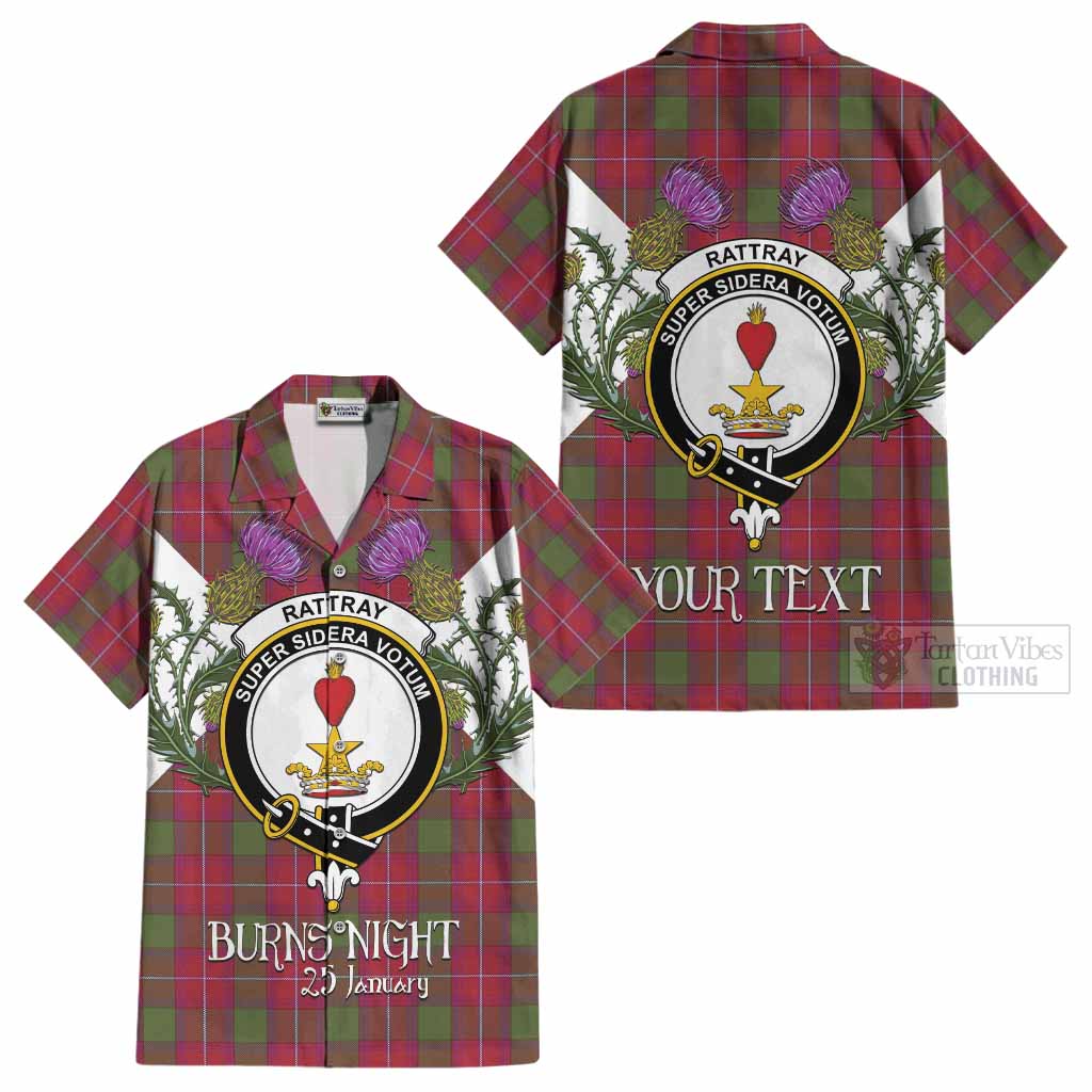 Rattray Tartan Family Crest Cotton Hawaiian Shirt Scottish Burns Night Thistle Floral