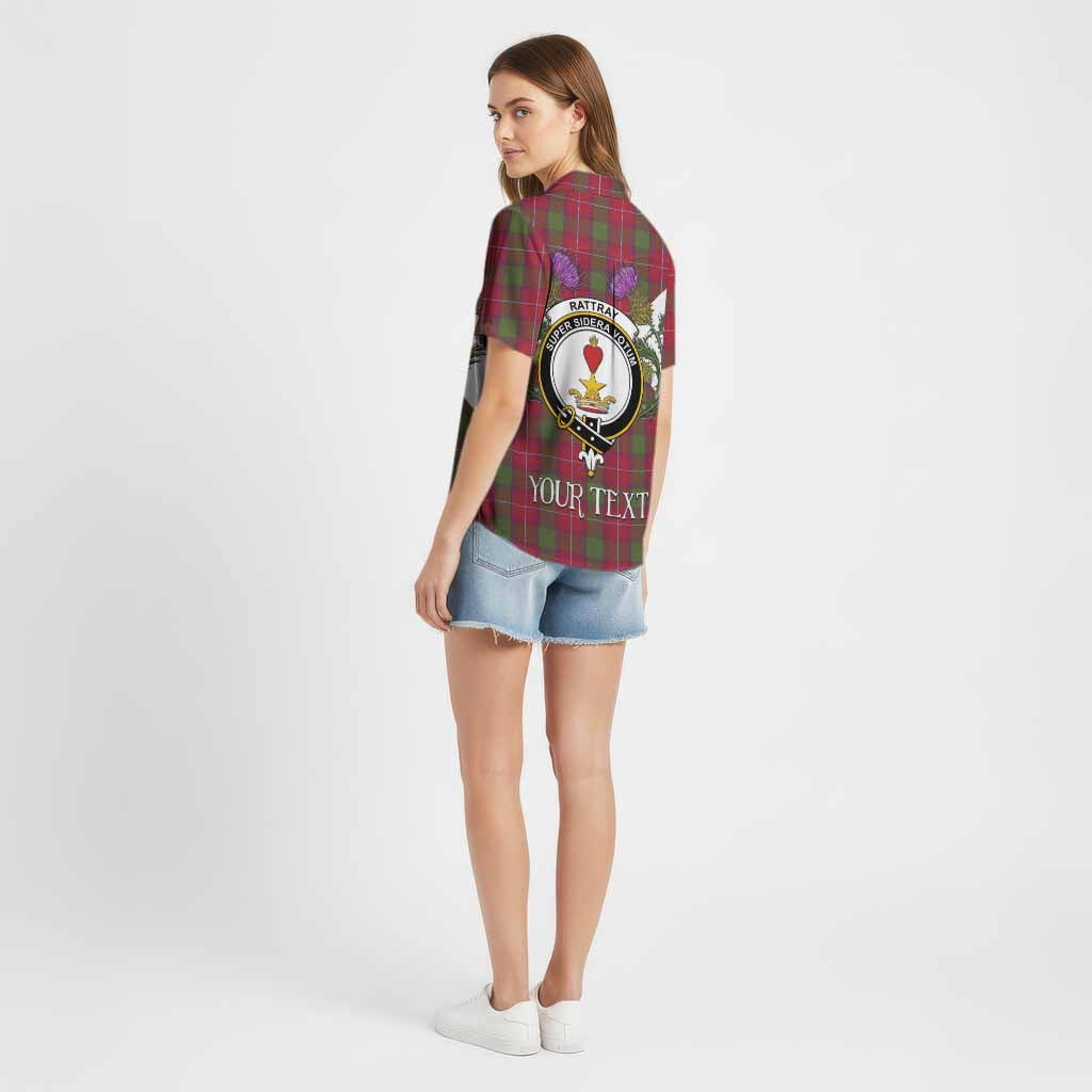 Rattray Tartan Family Crest Cotton Hawaiian Shirt Scottish Burns Night Thistle Floral