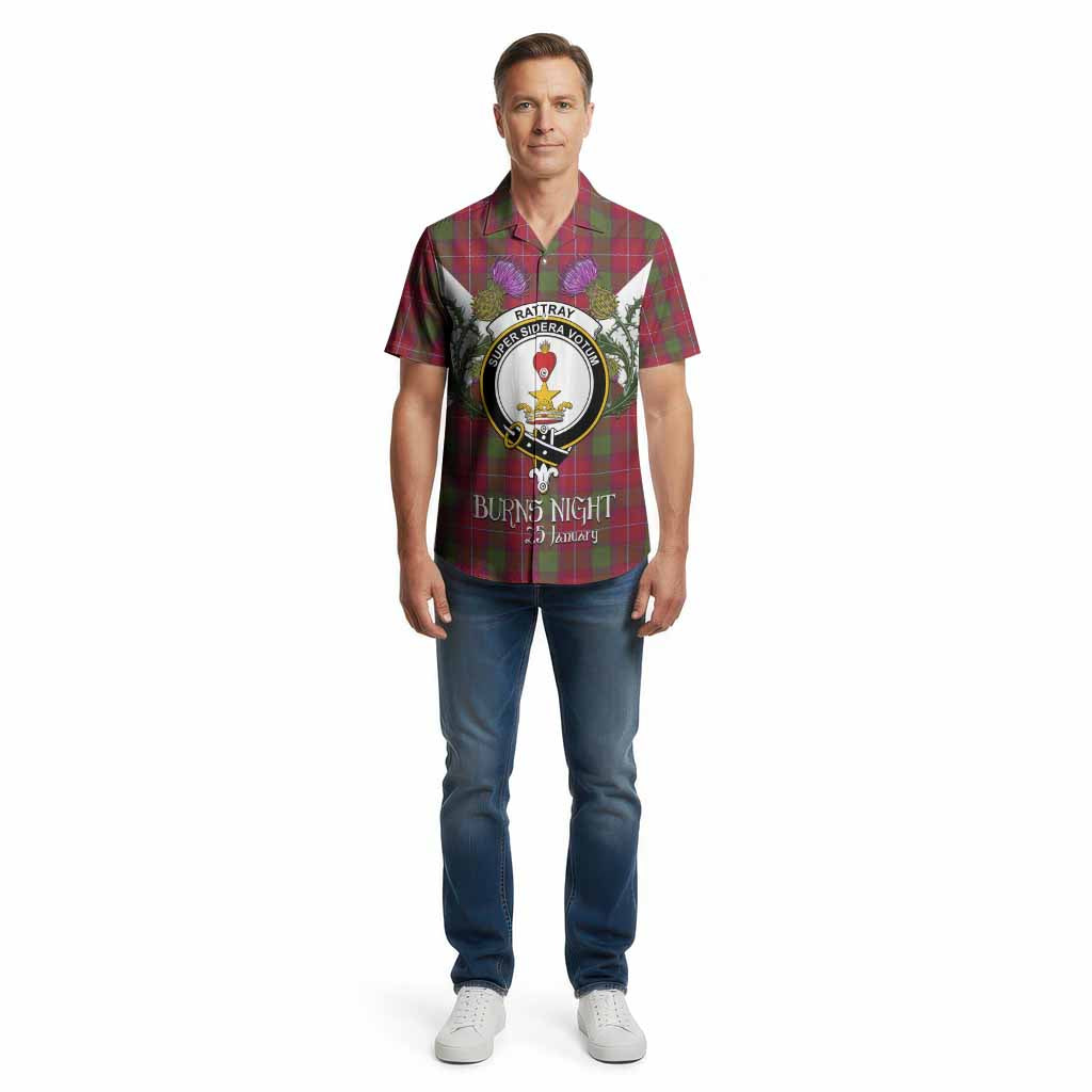 Rattray Tartan Family Crest Cotton Hawaiian Shirt Scottish Burns Night Thistle Floral
