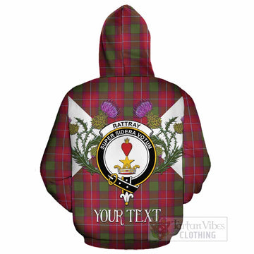 Rattray Tartan Family Crest Cotton Hoodie Scottish Burns Night Thistle Floral