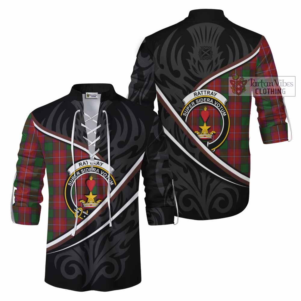 Rattray Tartan Family Crest Ghillie Kilt Shirt Celtic Scottish Thistle Floral - Tartan Vibes Clothing
