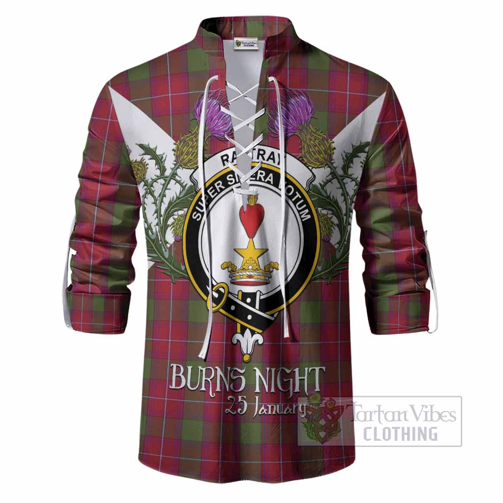 Rattray Tartan Family Crest Ghillie Shirt Scottish Burns Night Thistle Floral