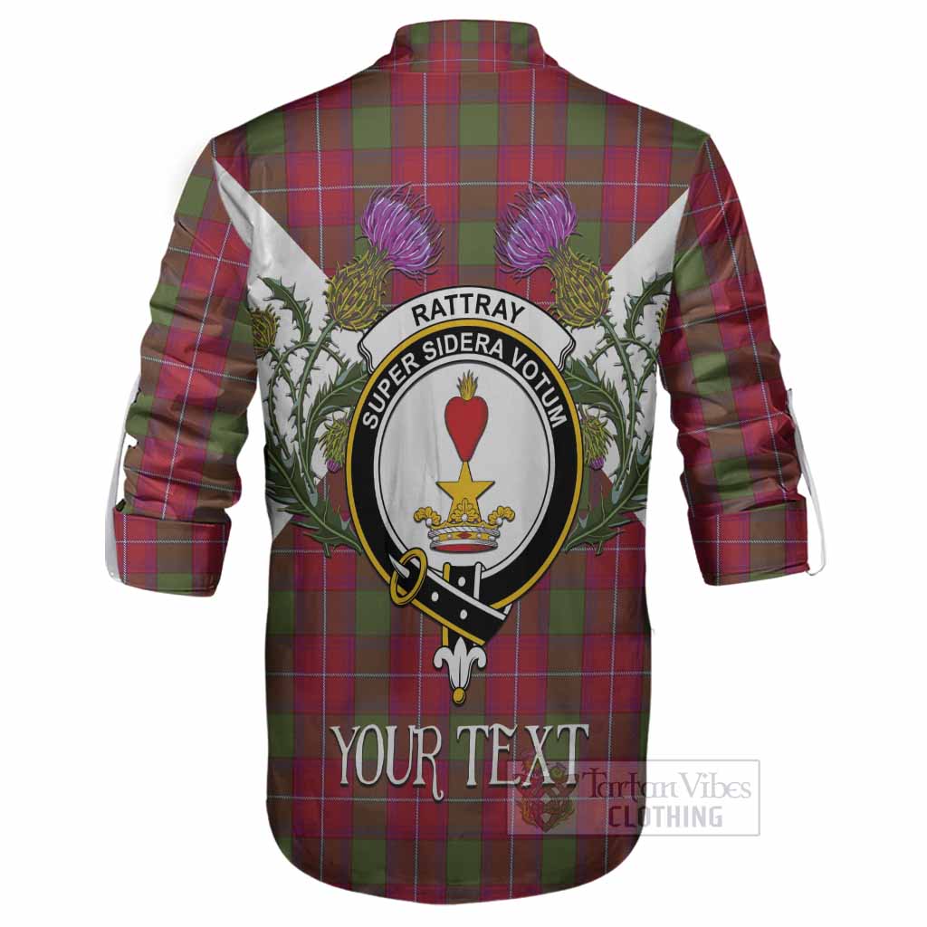Rattray Tartan Family Crest Ghillie Shirt Scottish Burns Night Thistle Floral