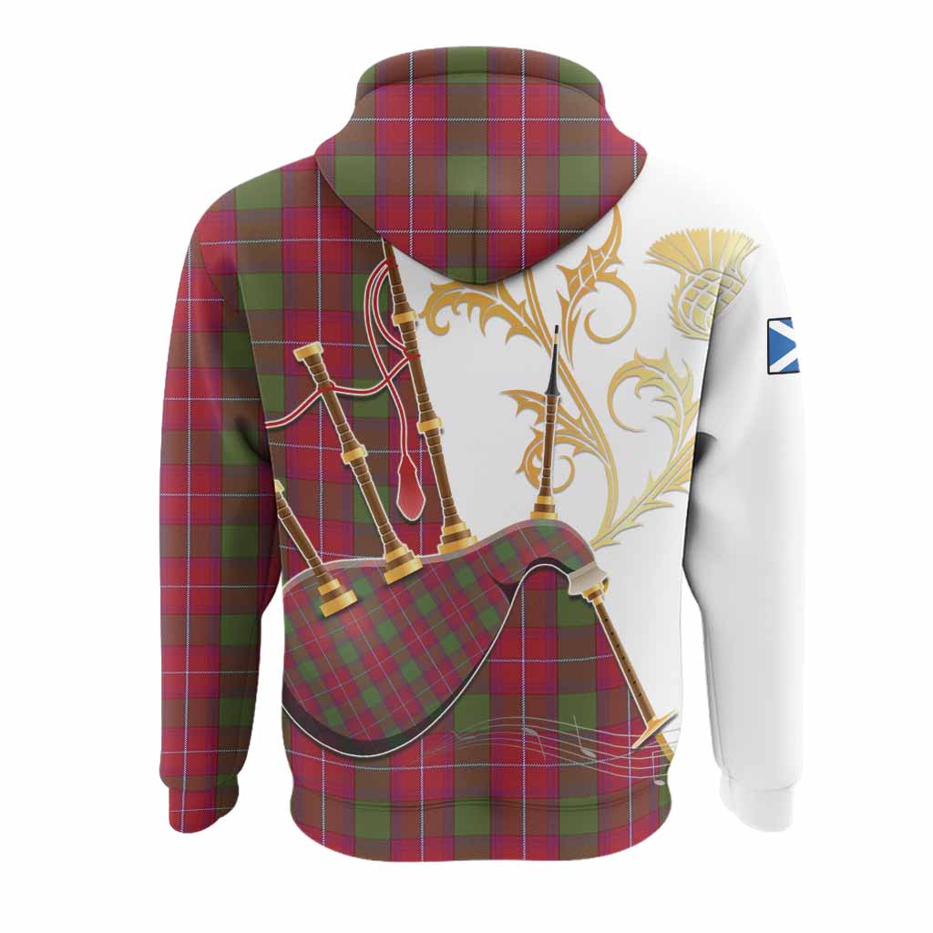 Rattray Tartan Family Crest Hoodie Bagpipes with Scottish Thistle