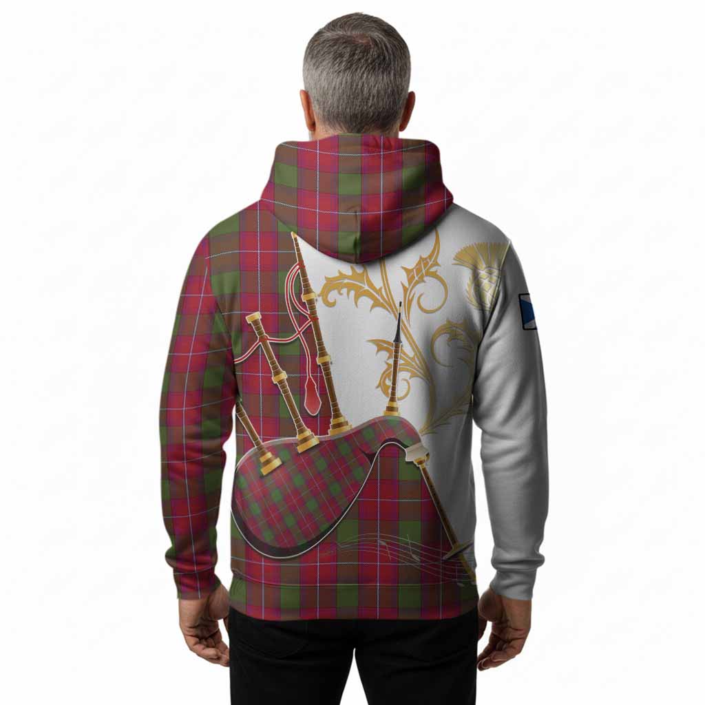 Rattray Tartan Family Crest Hoodie Bagpipes with Scottish Thistle