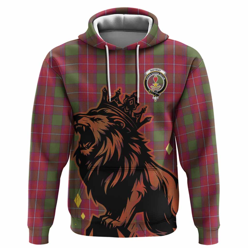Rattray Tartan Family Crest Hoodie Crowned Lion Roaring