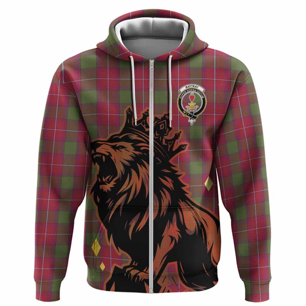 Rattray Tartan Family Crest Hoodie Crowned Lion Roaring