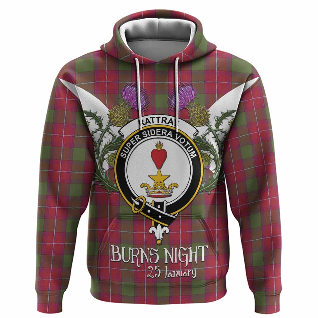 Rattray Tartan Family Crest Hoodie Scottish Burns Night Thistle Floral